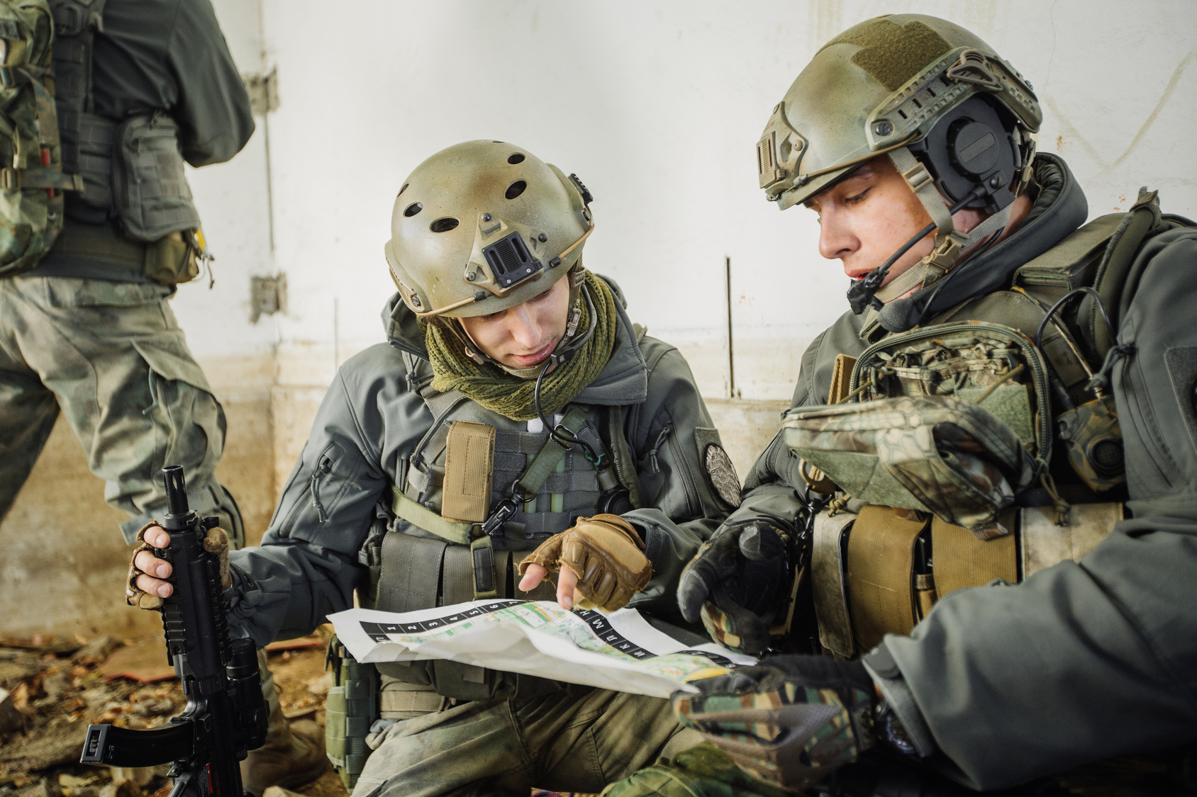 in the photo, a military operating group during exercise